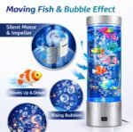 Bubble Fish Lamp with 6 Floating Fake Fish – LED Aquarium Night Light with Moving Fish and Bubbles – Cylindrical Transparent Tank, Perfect for Kids’ Rooms, Offices, and Living Spaces - Image 3