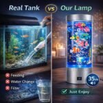 Bubble Fish Lamp with 6 Floating Fake Fish – LED Aquarium Night Light with Moving Fish and Bubbles – Cylindrical Transparent Tank, Perfect for Kids’ Rooms, Offices, and Living Spaces - Image 5