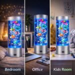 Bubble Fish Lamp with 6 Floating Fake Fish – LED Aquarium Night Light with Moving Fish and Bubbles – Cylindrical Transparent Tank, Perfect for Kids’ Rooms, Offices, and Living Spaces - Image 6