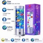 Bubble Fish Lamp with 6 Floating Fake Fish – LED Aquarium Night Light with Moving Fish and Bubbles – Cylindrical Transparent Tank, Perfect for Kids’ Rooms, Offices, and Living Spaces - Image 7