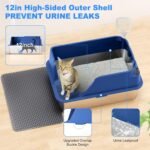 Stainless Steel Cat Litter Box with Lid, XL Litter Box for Big Cats, High Sided 304 Metal Pan, Anti Leakage,Odor-Free & Easy Cleaning,Included Scoop &Trash Bag*2 & Mat & Sticker (Blue) - Image 5