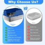 Stainless Steel Cat Litter Box with Lid, XL Litter Box for Big Cats, High Sided 304 Metal Pan, Anti Leakage,Odor-Free & Easy Cleaning,Included Scoop &Trash Bag*2 & Mat & Sticker (Blue) - Image 7