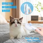 Cat Brush Grooming Kit 5pcs - Cat Brush for Shedding & Matted Fur, Self-Cleaning Brush with Flea Comb for Indoor Cats, Brush for Long-Haired Cats, Blue - Image 3