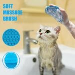 Cat Brush Grooming Kit 5pcs - Cat Brush for Shedding & Matted Fur, Self-Cleaning Brush with Flea Comb for Indoor Cats, Brush for Long-Haired Cats, Blue - Image 5
