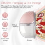 Hands Free Breast Pump, Wearable Electric Breast Pump, for Breastfeeding with 24mm Double-Sealed Flange, 3 Modes & 12 Levels,Smart Display, Low Noise (1PACK) - Image 4
