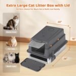 Homegroove XXXL Stainless Steel Litter Box with Lid, 28''x20''x18'' Extra Large Cat Litter Box with Litter Scoop & Pedal, Enclosed Metal Litter Pan for Large & Multi-Cats Family, Anti-Leakage (Grey) - Image 3