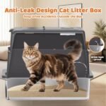 Homegroove XXXL Stainless Steel Litter Box with Lid, 28''x20''x18'' Extra Large Cat Litter Box with Litter Scoop & Pedal, Enclosed Metal Litter Pan for Large & Multi-Cats Family, Anti-Leakage (Grey) - Image 4