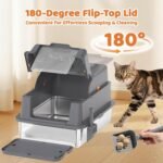 Homegroove XXXL Stainless Steel Litter Box with Lid, 28''x20''x18'' Extra Large Cat Litter Box with Litter Scoop & Pedal, Enclosed Metal Litter Pan for Large & Multi-Cats Family, Anti-Leakage (Grey) - Image 7