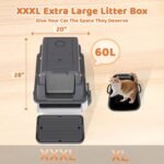 Homegroove XXXL Stainless Steel Litter Box with Lid, 28''x20''x18'' Extra Large Cat Litter Box with Litter Scoop & Pedal, Enclosed Metal Litter Pan for Large & Multi-Cats Family, Anti-Leakage (Grey) - Image 8