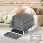 Homegroove XXXL Stainless Steel Litter Box with Lid, 28''x20''x18'' Extra Large Cat Litter Box with Litter Scoop & Pedal, Enclosed Metal Litter Pan for Large & Multi-Cats Family, Anti-Leakage (Grey) - Image 9