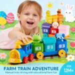Learning Toy for Toddlers 1 2 3 Years Old, Farm Train Incloud 9 Farm Animals and 1 Farmer, Matching & Sorting Montessori Learning Toys, Christmas Birthday Gift for Baby Boys Girls - Image 3