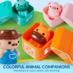 Learning Toy for Toddlers 1 2 3 Years Old, Farm Train Incloud 9 Farm Animals and 1 Farmer, Matching & Sorting Montessori Learning Toys, Christmas Birthday Gift for Baby Boys Girls - Image 5