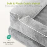 Extra Large Dog Bed, Orthopedic Dog Bed with Cooling Gel Memory Foam, Waterproof XL Pet Bed with Removable Washable Cover, 42" Pet Sofa Couch Dutch Velvet with Bone Toy, Light Gray - Image 7