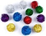AUEAR, 12 Pack 2 Inch Sparkle Ball Shiny Tinsel Pom Poms Interactive Balls Cat Toy for Kittens Red Green Purple Gold Sliver Blue - Image 8