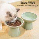 2 Extra Wide Elevated Cat Food Bowl, Ceramic Cat Bowls for Food and Water, Wide Shallow Cat Food Dish, Whisker Fatigue, Lead & Cadmium Free, Great Height for Cat - Image 6