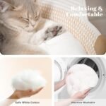CHEERHOME PETS Cat Bed Basket with Cushion, Cute Pet Bed for Indoor Cats Couch, Kitten Bed for Medium and Large Cat, All Season Universal(White) - Image 4