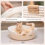 CHEERHOME PETS Cat Bed Basket with Cushion, Cute Pet Bed for Indoor Cats Couch, Kitten Bed for Medium and Large Cat, All Season Universal(White) - Image 6