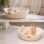 CHEERHOME PETS Cat Bed Basket with Cushion, Cute Pet Bed for Indoor Cats Couch, Kitten Bed for Medium and Large Cat, All Season Universal(White) - Image 9