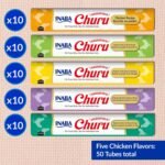 INABA Churu Cat Treats, Lickable, Squeezable Creamy Purée Cat Treat with Green Tea Extract & Taurine, 14 Grams Each Tube, 50 Tubes, Chicken Variety - Image 4