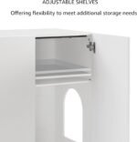 unipaws Tall Cat Litter Box Enclosure with Shelves, Hidden Litter Box Cover for Tall or Top Entry Litter Box, Kitty Enclosed Litter Box Cabinet, Cat Box Furniture, White - Image 6