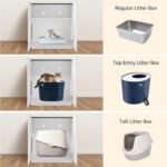 unipaws Tall Cat Litter Box Enclosure with Shelves, Hidden Litter Box Cover for Tall or Top Entry Litter Box, Kitty Enclosed Litter Box Cabinet, Cat Box Furniture, White - Image 7