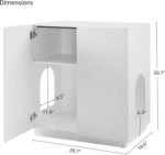 unipaws Tall Cat Litter Box Enclosure with Shelves, Hidden Litter Box Cover for Tall or Top Entry Litter Box, Kitty Enclosed Litter Box Cabinet, Cat Box Furniture, White - Image 8