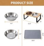 Upgraded Elevated Cat Bowls with Food Mat,15°Tilted Stand Anti Vomiting Raised Cat Dishes for Food and Water,2 Stainless Steel Bowls for Cats and Puppy - Image 3
