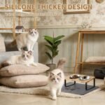 Upgraded Elevated Cat Bowls with Food Mat,15°Tilted Stand Anti Vomiting Raised Cat Dishes for Food and Water,2 Stainless Steel Bowls for Cats and Puppy - Image 5