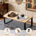 Upgraded Elevated Cat Bowls with Food Mat,15°Tilted Stand Anti Vomiting Raised Cat Dishes for Food and Water,2 Stainless Steel Bowls for Cats and Puppy - Image 6
