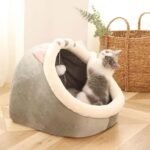 12.9 inch Semi-Enclosed All-Season Cat Bed, Removable and Washable Cat Beds for Indoor Cats, Comfortable Cat House for Cats to Play and Sleep in - Image 8