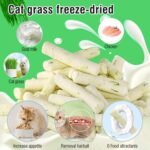 60g Cat Grass Teething Sticks with Goat Milk Favor, Edible Freezed-Drying Cat Grass Treats, Cat Snack Sticks for Hairball Removal and Dental Care - Image 3