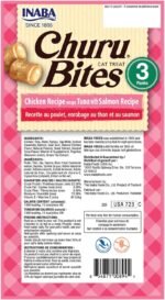 INABA Churu Bites for Cats, Soft/Chewy Baked Chicken Wrapped Churu Filled Cat Treats with Vitamin E, 9 Grams per Tube, 18 Tubes Total (3 Tubes per Pack), Tuna with Salmon Recipe - Image 3