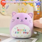 SQEQE Kawaii Cat Plushie Cat Stuffed Animal with Golden Crown Soft Kitty Stuffed Toy Birthday Party Decoration Gift for Kids Girls Boys(Purple Caticorn,10 Inch) - Image 4