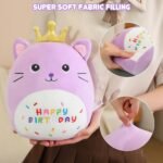 SQEQE Kawaii Cat Plushie Cat Stuffed Animal with Golden Crown Soft Kitty Stuffed Toy Birthday Party Decoration Gift for Kids Girls Boys(Purple Caticorn,10 Inch) - Image 7