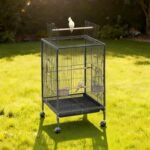 VEVOR Bird Cage, 18 x 18 x 30 inch, Open Flat Top, Wrought Iron Bird Flight Cage with Perches, Slide-Out Tray and Plastic Feeders, Casters, for Parrot, Blue Tit, Cockatiel, Canary, Budgerigar, Conure - Image 9
