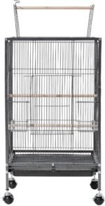 VEVOR Bird Cage, 18 x 18 x 30 inch, Open Flat Top, Wrought Iron Bird Flight Cage with Perches, Slide-Out Tray and Plastic Feeders, Casters, for Parrot, Blue Tit, Cockatiel, Canary, Budgerigar, Conure - Image 10