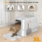 Enclosed Stainless Steel Cat Litter Box with Lid，XL Large Metal Cat Box with Drawer for Big Cats,Top Exit Kitty Litter Box Includes Scoop, Filter Pedal,Odor Control, Easy Cleaning - Image 4
