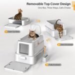 Enclosed Stainless Steel Cat Litter Box with Lid，XL Large Metal Cat Box with Drawer for Big Cats,Top Exit Kitty Litter Box Includes Scoop, Filter Pedal,Odor Control, Easy Cleaning - Image 7