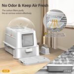 Enclosed Stainless Steel Cat Litter Box with Lid，XL Large Metal Cat Box with Drawer for Big Cats,Top Exit Kitty Litter Box Includes Scoop, Filter Pedal,Odor Control, Easy Cleaning - Image 8