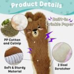 Andiker Cat Toys for Indoor Cats,10.24in Plush Catnip Toy with Crinkle Paper Inside,Fluffy Interactive Cat Toy with Feather and 2 Sisal Scratchers for Biting, Chewing, Scratching and Kicking - Image 4