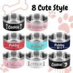 Personalized Dog Bowl Laser Engraved Custom Pet Name 18/32/42/64 oz No Slip Stainless Steel Insulated Bite-Resistant Food Water Dishes-Navy - Image 3