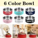 Personalized Dog Bowl Laser Engraved Custom Pet Name 18/32/42/64 oz No Slip Stainless Steel Insulated Bite-Resistant Food Water Dishes-Navy - Image 4
