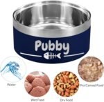 Personalized Dog Bowl Laser Engraved Custom Pet Name 18/32/42/64 oz No Slip Stainless Steel Insulated Bite-Resistant Food Water Dishes-Navy - Image 6