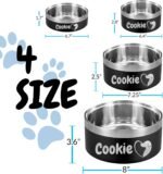 Personalized Dog Bowl Laser Engraved Custom Pet Name 18/32/42/64 oz No Slip Stainless Steel Insulated Bite-Resistant Food Water Dishes-Navy - Image 8