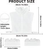 NICENEEDED Pleated Fake Collar Shirts with Wrist Cuffs, Detachable Victorian Chiffon False Dickey Collar Blouse Set, Half Shirt Collar for Women Sweater Coat - Image 3