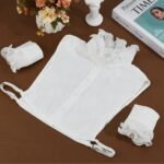 NICENEEDED Pleated Fake Collar Shirts with Wrist Cuffs, Detachable Victorian Chiffon False Dickey Collar Blouse Set, Half Shirt Collar for Women Sweater Coat - Image 6