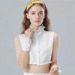 NICENEEDED Pleated Fake Collar Shirts with Wrist Cuffs, Detachable Victorian Chiffon False Dickey Collar Blouse Set, Half Shirt Collar for Women Sweater Coat - Image 7