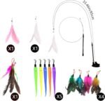 Cat Toy with Suction Cup Base, Interactive Cat Teaser Wand & 10 Feather Refills Retractable Cat Toy for Indoor, Cats Kittens Exercise Play (Colorful) - Image 3