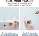 Cat Toy with Suction Cup Base, Interactive Cat Teaser Wand & 10 Feather Refills Retractable Cat Toy for Indoor, Cats Kittens Exercise Play (Colorful) - Image 4