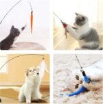 Cat Toy with Suction Cup Base, Interactive Cat Teaser Wand & 10 Feather Refills Retractable Cat Toy for Indoor, Cats Kittens Exercise Play (Colorful) - Image 7